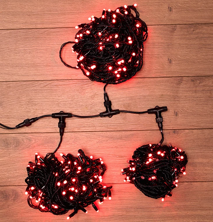 Гирлянда LED ClipLight 24V, 3 нити по 20 м, свечение с динамикой, цвет диодов Красный