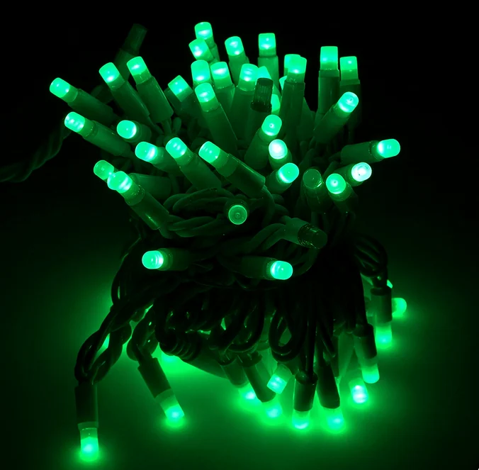 Гирлянда-нить LED Стринг Лайт, 10м, КАУЧУК, IP65, зеленый, 24В