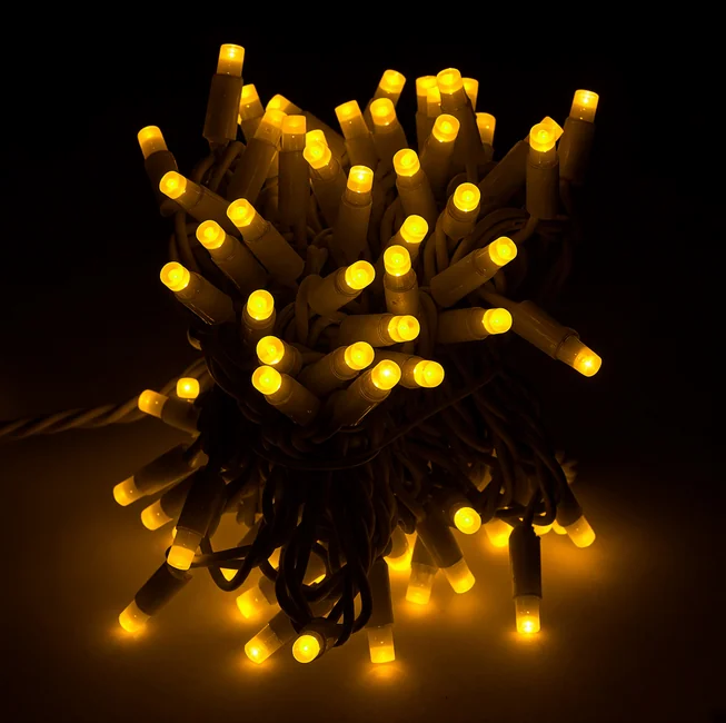 Гирлянда-нить LED Стринг Лайт 10м, КАУЧУК, IP65, желтый, мерцающий, 24В