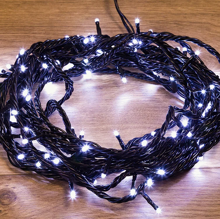 Гирлянда Нить управляемая 10м 100 LED БЕЛЫЙ черный ПВХ IP65 свечение с динамикой 230В нужен контроллер 217-204 NEON-NIGHT