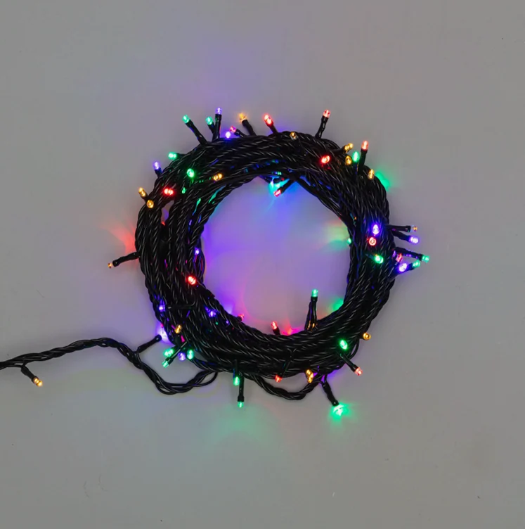 Гирлянда Нить управляемая 10м 100 LED МУЛЬТИКОЛОР (RGYB) черный ПВХ IP65 свечение с динамикой 230В нужен контроллер 217-204 NEON-NIGHT