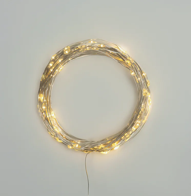 Гирлянда Роса 10м, 100LED, теплый белый, IP44, на батарейках 3хАА, с пультом 8 режимов NEON-NIGHT