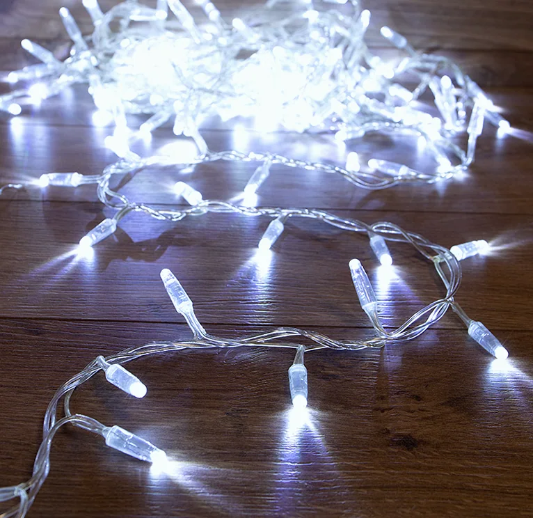 Гирлянда светодиодная Кластер 10м 200 LED БЕЛЫЙ прозрачный ПВХ IP65 постоянное свечение 230В нужен блок 303-500-1 NEON-NIGHT