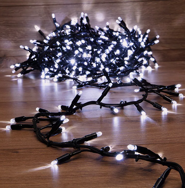 Гирлянда светодиодная Кластер 10м 400 LED БЕЛЫЙ черный каучук IP67 постоянное свечение 230В нужен блок 315-000 NEON-NIGHT