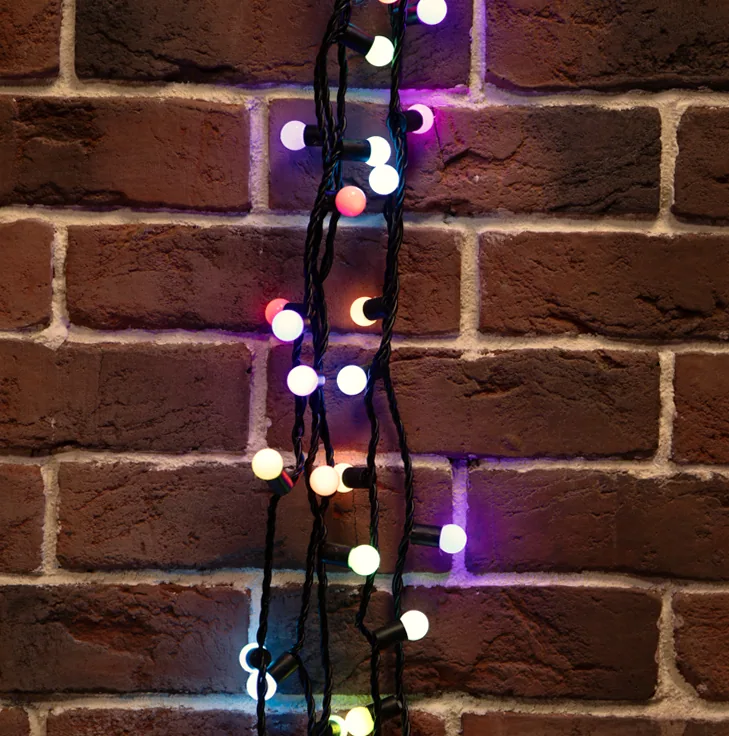 Гирлянда светодиодная Мультишарики Ø17,5мм 10м 100 LED RGB черный ПВХ IP65 медленная смена цвета 230В нужен блок 303-500 NEON-NIGHT
