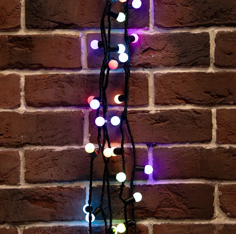 Гирлянда светодиодная Мультишарики Ø17,5мм 10м 100 LED RGB черный ПВХ IP65 быстрая смена цвета 230В нужен блок 303-500 NEON-NIGHT
