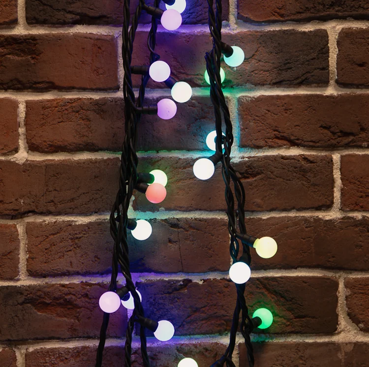 Гирлянда светодиодная Мультишарики Ø17,5мм 10м 80 LED RGB черный каучук IP67 быстрая смена цвета 230В NEON-NIGHT