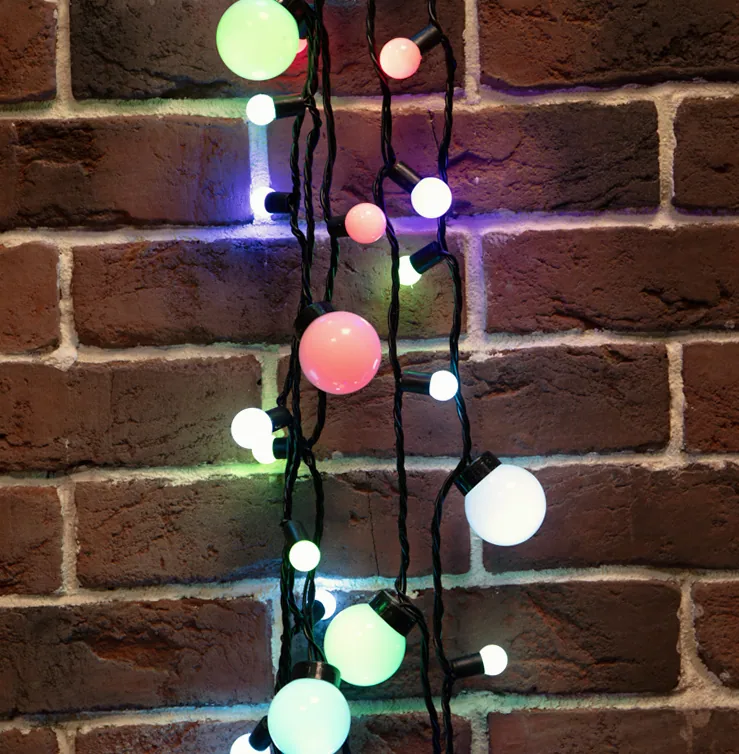Гирлянда светодиодная Мультишарики Ø17,5мм Ø23мм Ø17,5мм Ø45мм 10м 80 LED RGB черный ПВХ IP65 быстрая смена цвета 230В NEON-NIGHT