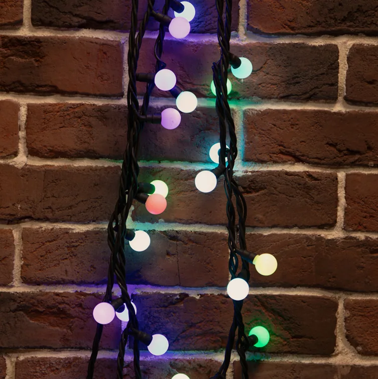 Гирлянда светодиодная Мультишарики Ø23мм 10м 80 LED RGB черный каучук IP67 быстрая смена цвета 230В нужен блок 315-000 NEON-NIGHT