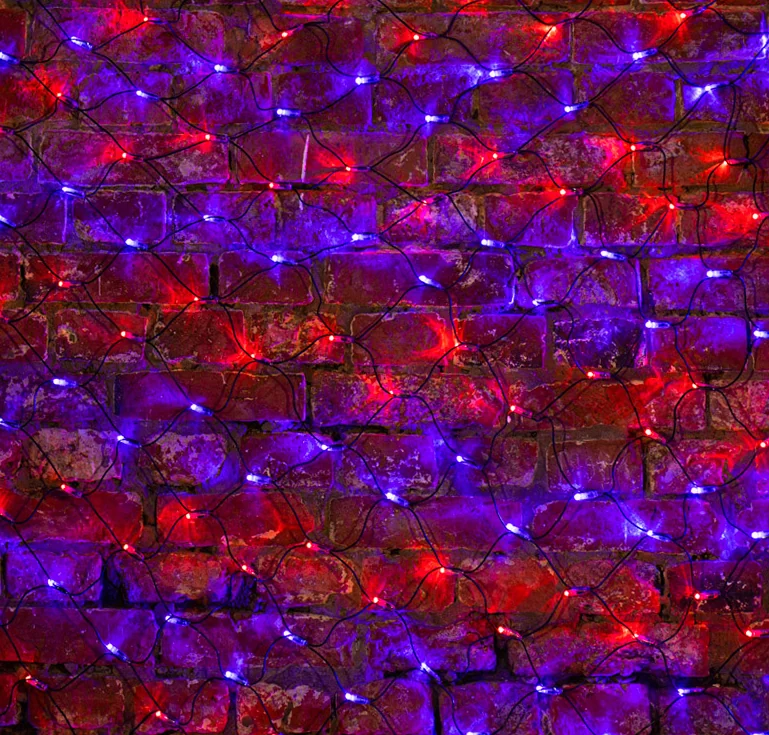Гирлянда светодиодная Сеть 2,5х2,5м 432 LED КРАСНЫЙ/СИНИЙ черный ПВХ IP65 свечение с динамикой 230В контроллер в комплекте NEON-NIGHT