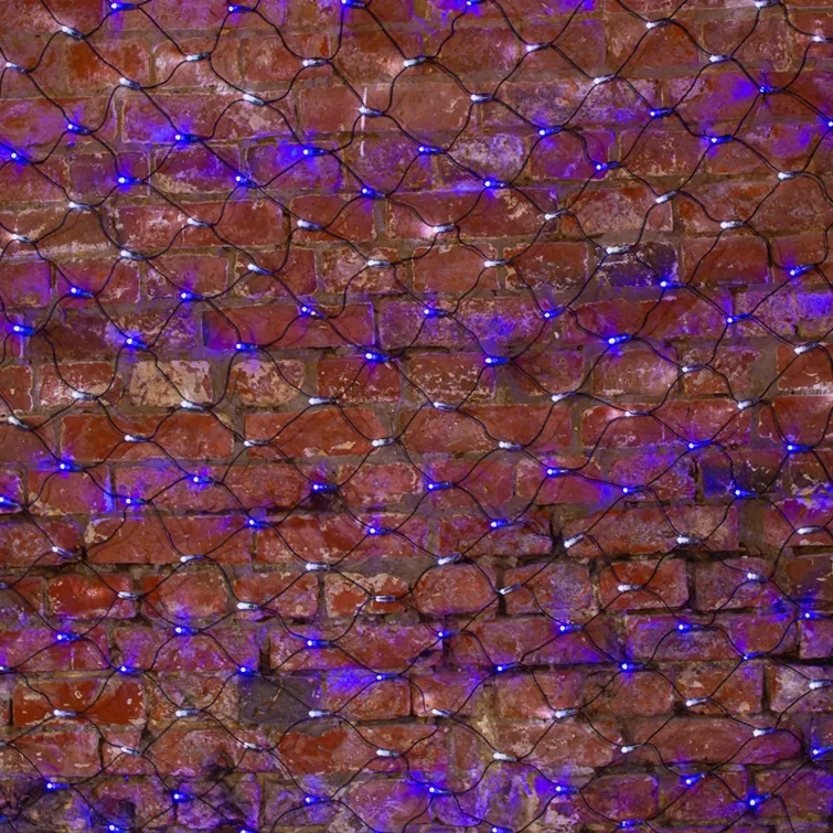 Гирлянда светодиодная Сеть 2х1,5м 288 LED БЕЛЫЙ/СИНИЙ черный ПВХ IP65 свечение с динамикой 230В контроллер в комплекте NEON-NIGHT