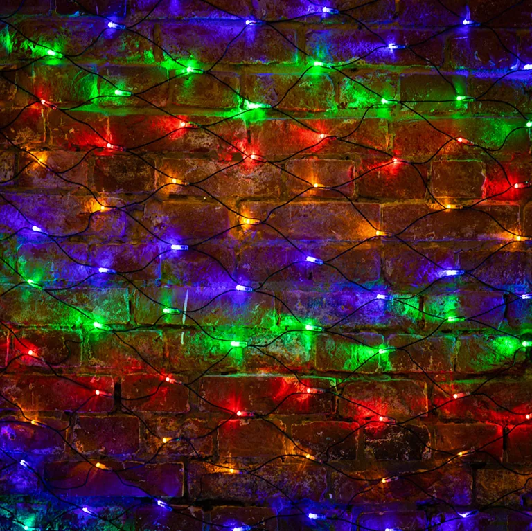 Гирлянда светодиодная Сеть 2х1,5м 288 LED МУЛЬТИ черный ПВХ IP65 постоянное свечение 230В контроллер в комплекте NEON-NIGHT