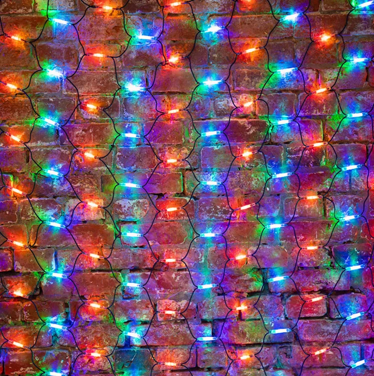 Гирлянда светодиодная Сеть 2x1,5м 288 LED МУЛЬТИ черный каучук IP67 постоянное свечение 230В блок в комплекте NEON-NIGHT