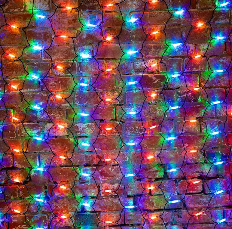 Гирлянда светодиодная Сеть 2x3м 432 LED МУЛЬТИ черный каучук IP67 постоянное свечение 230В блок в комплекте NEON-NIGHT