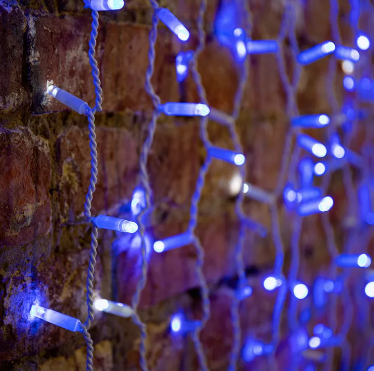 Гирлянда светодиодная Занавес 2х1,5м 300 LED СИНИЙ белый ПВХ IP65 эффект мерцания 230В нужен блок 303-500-1 NEON-NIGHT