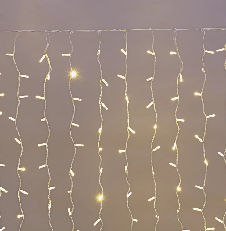 Гирлянда светодиодная Занавес 2х1,5м 300 LED ТЕПЛЫЙ БЕЛЫЙ белый ПВХ IP65 постоянное свечение 230В нужен блок 303-500-1 NEON-NIGHT