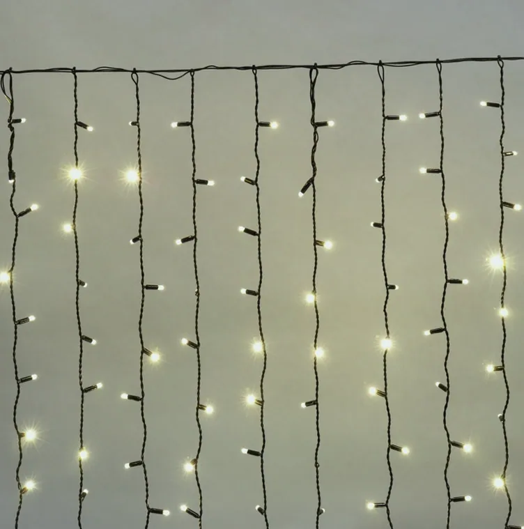 Гирлянда светодиодная Занавес 2х1,5м 300 LED ТЕПЛЫЙ БЕЛЫЙ черный ПВХ IP65 постоянное свечение 230В нужен блок 303-500 NEON-NIGHT