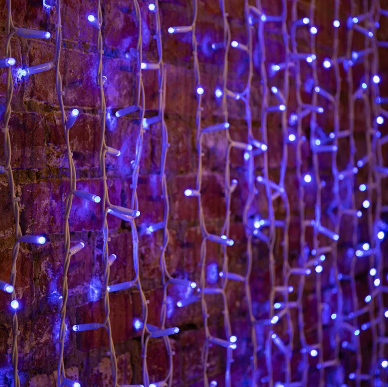 Гирлянда светодиодная Занавес 2х1,5м 360 LED СИНИЙ белый КАУЧУК IP67 постоянное свечение 230В блок в комплекте NEON-NIGHT