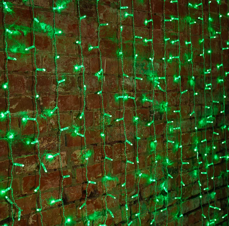 Гирлянда светодиодная Занавес 2х1,5м 360 LED ЗЕЛЕНЫЙ прозрачный ПВХ IP65 постоянное свечение 230В блок в комплекте NEON-NIGHT
