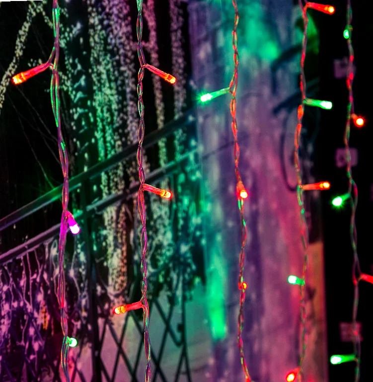Гирлянда светодиодная Занавес 2х2м 200 LED RGB прозрачный ПВХ IP65 свечение с динамикой 230В блок в комплекте NEON-NIGHT