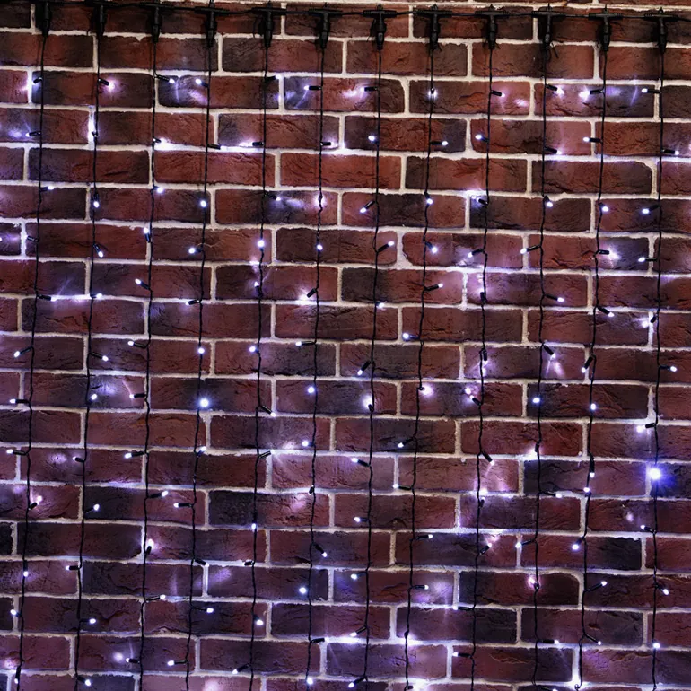 Гирлянда светодиодная Занавес 2х6м 768 LED БЕЛЫЙ черный ПВХ IP65 постоянное свечение 230В нужен блок 303-500 NEON-NIGHT