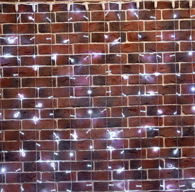 Гирлянда светодиодная Занавес 2х6м 768 LED БЕЛЫЙ прозрачный ПВХ IP65 постоянное свечение 230В нужен блок 303-500-1 NEON-NIGHT