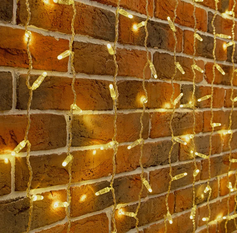 Гирлянда светодиодная Занавес 2х6м 768 LED ТЕПЛЫЙ БЕЛЫЙ прозрачный ПВХ IP65 эффект мерцания 230В нужен блок 303-500-1 NEON-NIGHT