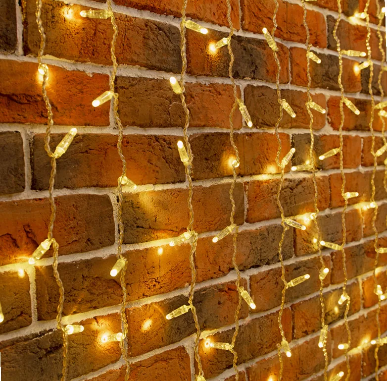 Гирлянда светодиодная Занавес 2х9м 1200 LED ТЕПЛЫЙ БЕЛЫЙ прозрачный ПВХ IP65 эффект мерцания соединяется 230В нужен блок 303-500-1 NEON-NIGHT