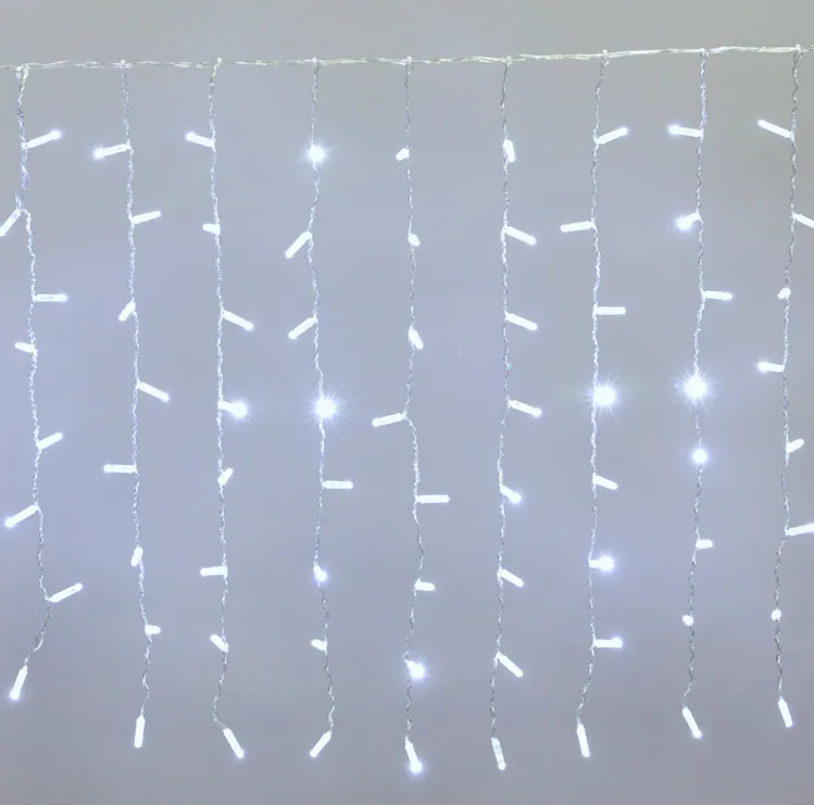 Гирлянда светодиодная Занавес 2x0,8м 160 LED БЕЛЫЙ прозрачный ПВХ IP65 постоянное свечение 230В нужен блок 303-500-1 NEON-NIGHT