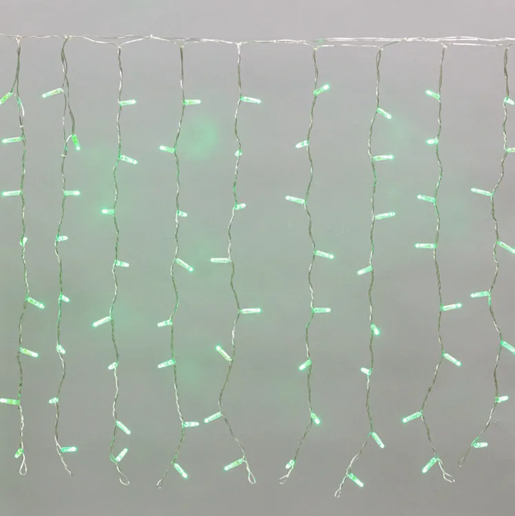 Гирлянда светодиодная Занавес 2x0,8м 160 LED ЗЕЛЕНЫЙ прозрачный ПВХ IP65 постоянное свечение 230В блок в комплекте NEON-NIGHT