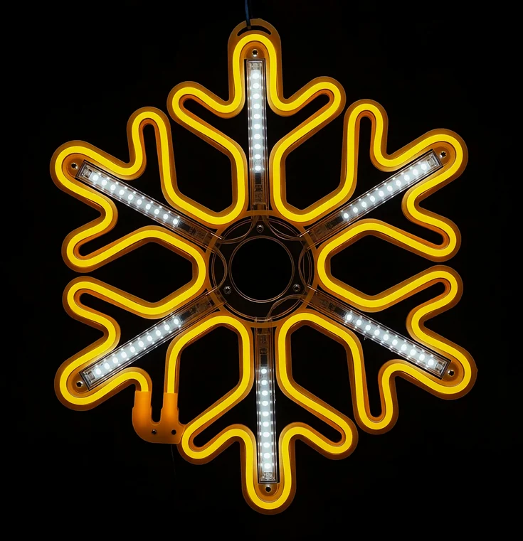 Световая фигура «Снежинка LED» 40*40 см, желтая с динамикой
