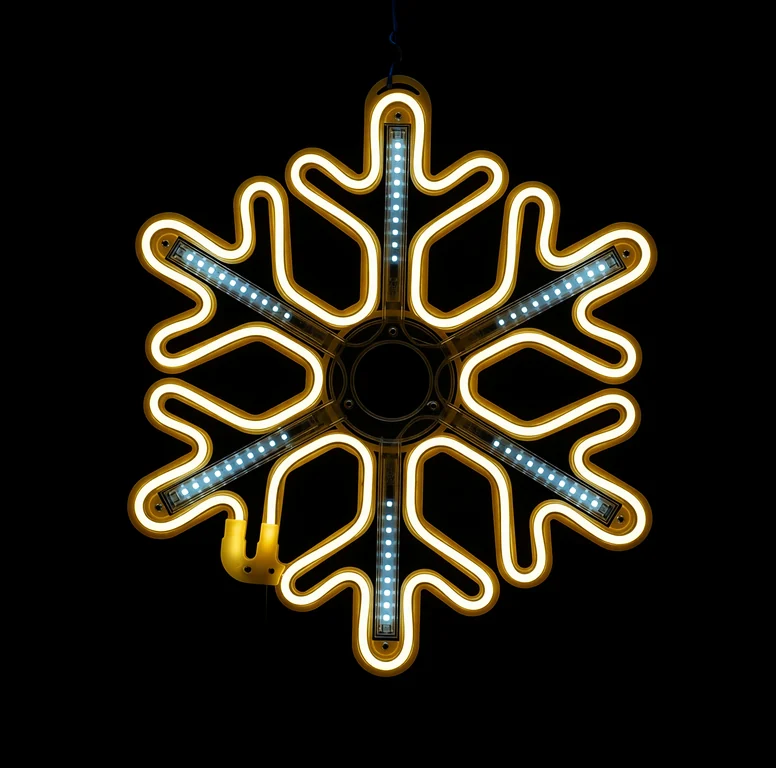 Световая фигура «Снежинка LED» 60*60 см, теплый белый с динамикой