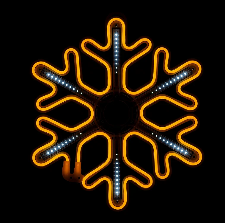 Световая фигура «Снежинка LED» 60*60 см, желтая с динамикой
